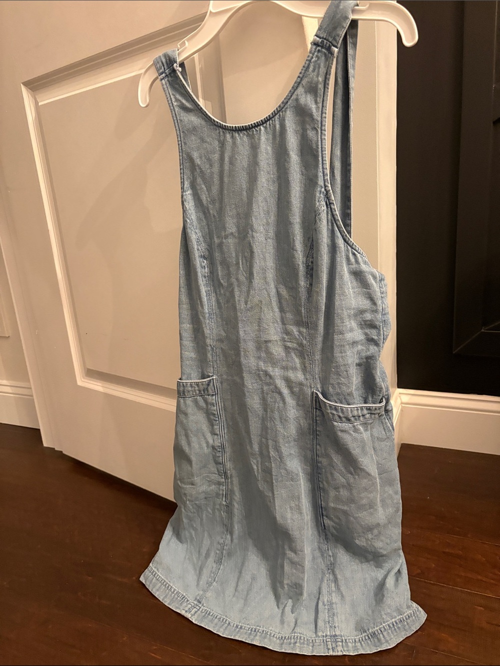 American Eagle Outfitters Light Wash Denim Mini Pinafore Dress